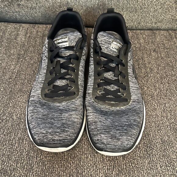 Skechers Flex Advantage 3.0 Running Shoes Mens Sz 9 Black Canvas Sporty Athletic